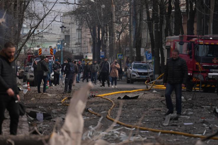 Aftermath of Russian missile strike on Sumy, Ukraine