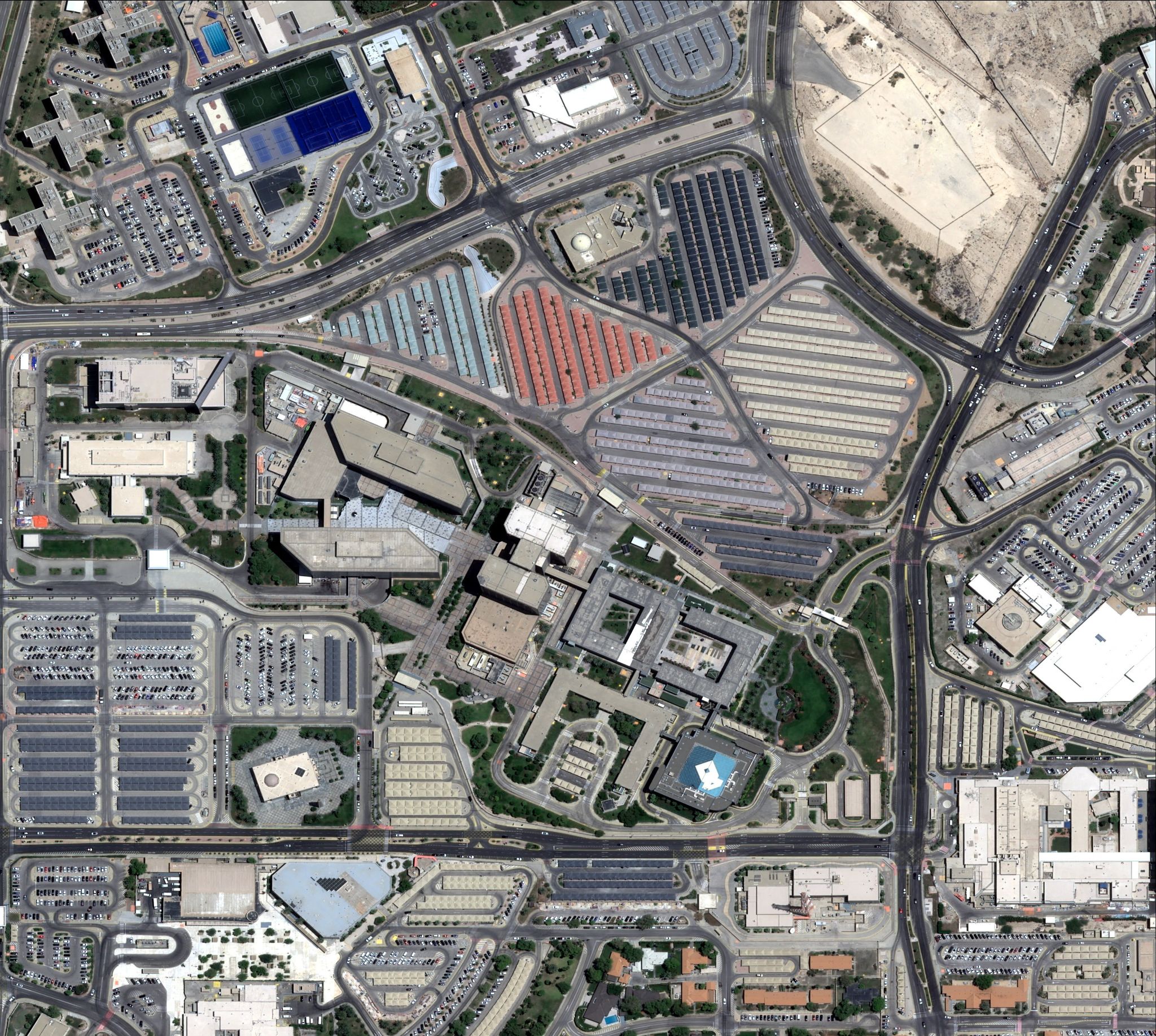 A satellite image taken on July 2, 2026, shows the headquarters of Saudi Arabia’s state-owned oil company Saudi Aramco in Dhahran before it was attacked on Tuesday night, October 13.