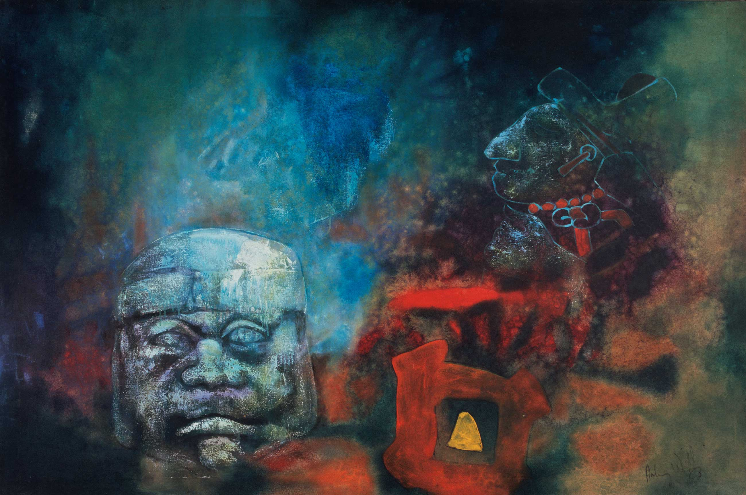 Aubrey Williams, “Night and the Olmec (Olmec-Maya and Now),” 1983.