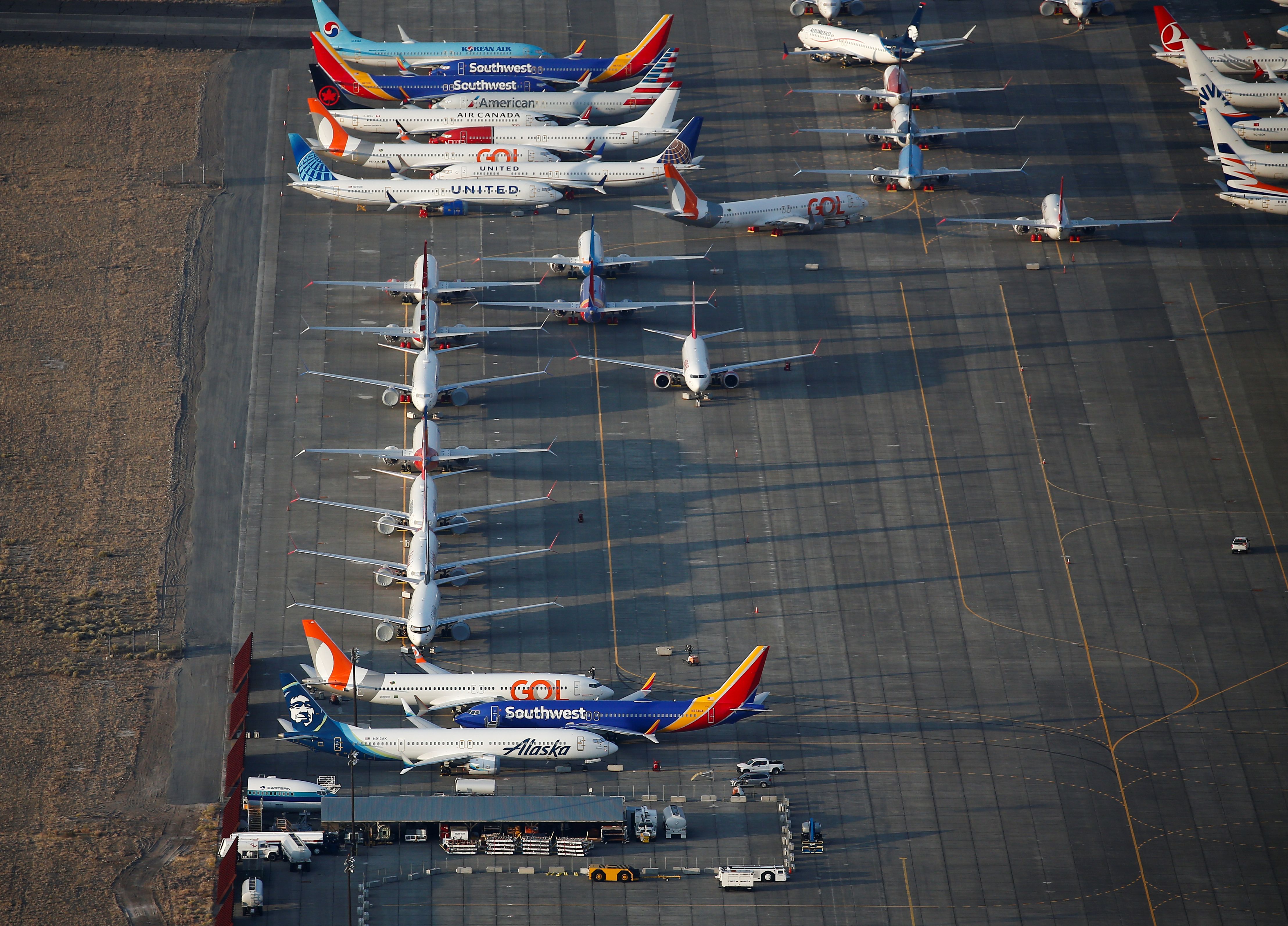 Planes on an airport tarmac