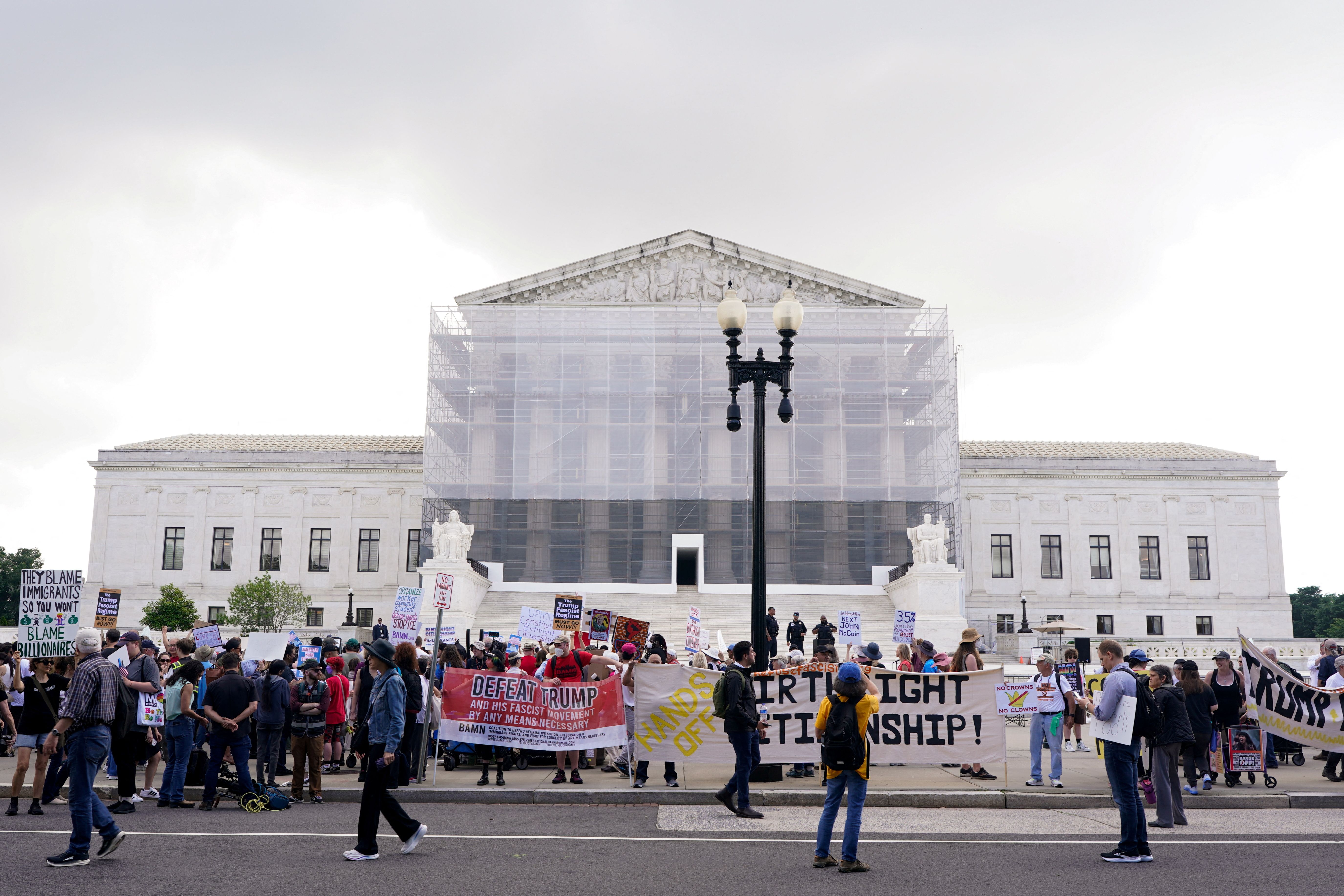Demonstrators outside the US Supreme Court in Washington, DC.