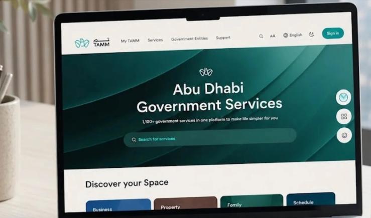 Laptop showing Tamm Abu Dhabi Government Services