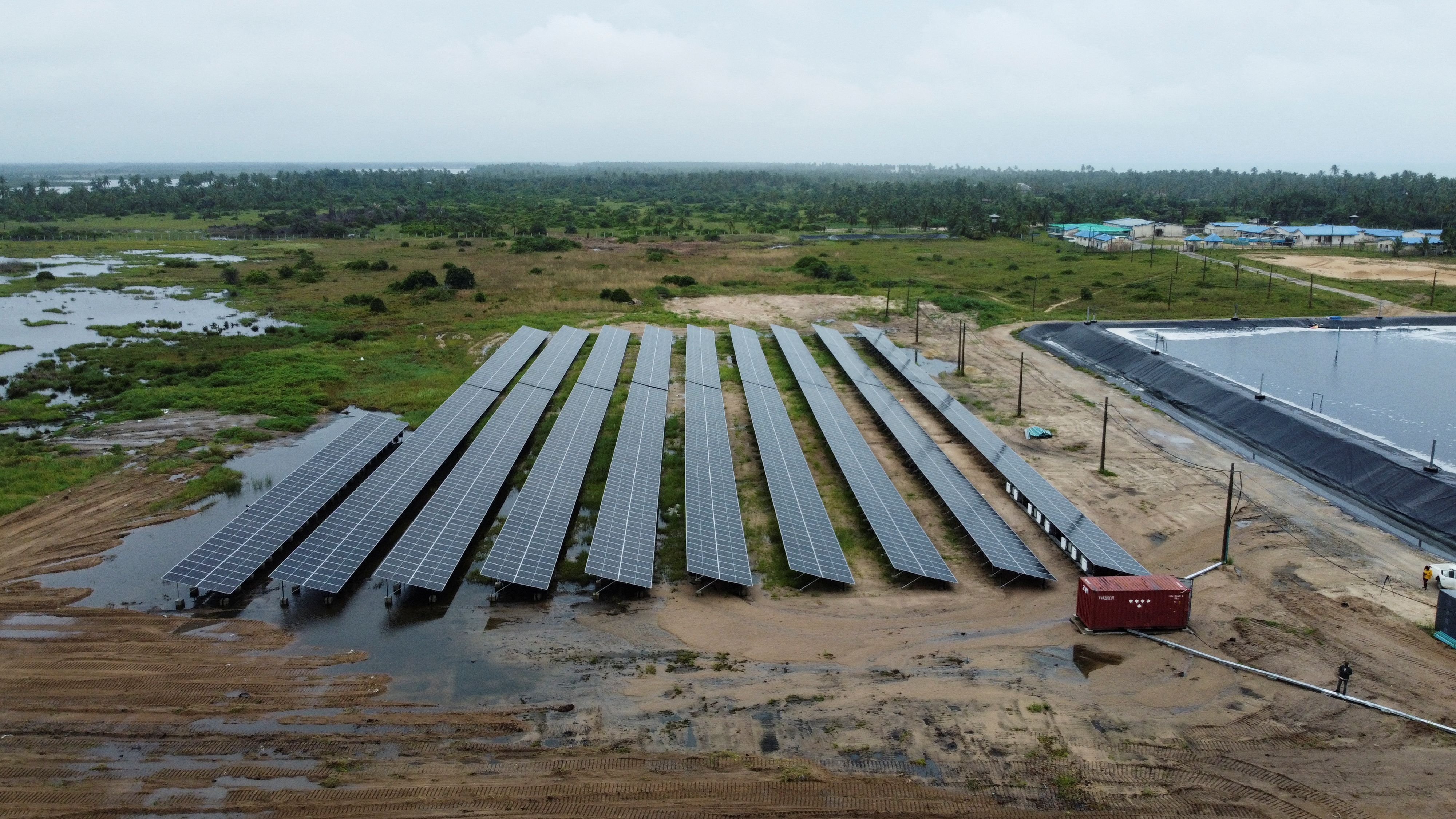 An aerial view of solar power panels in Lagos.