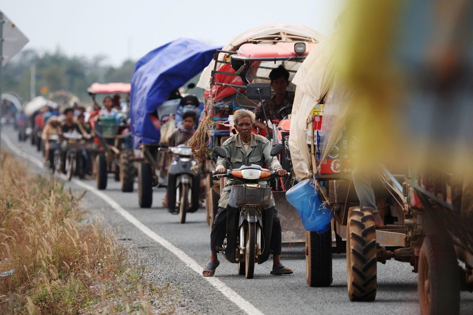 People fleeing in Cambodia. 