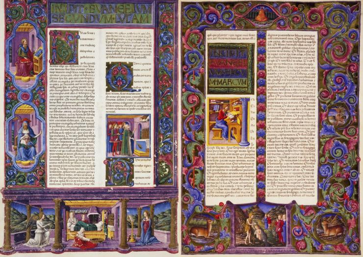 Two pages from the Borso d’Este Bible