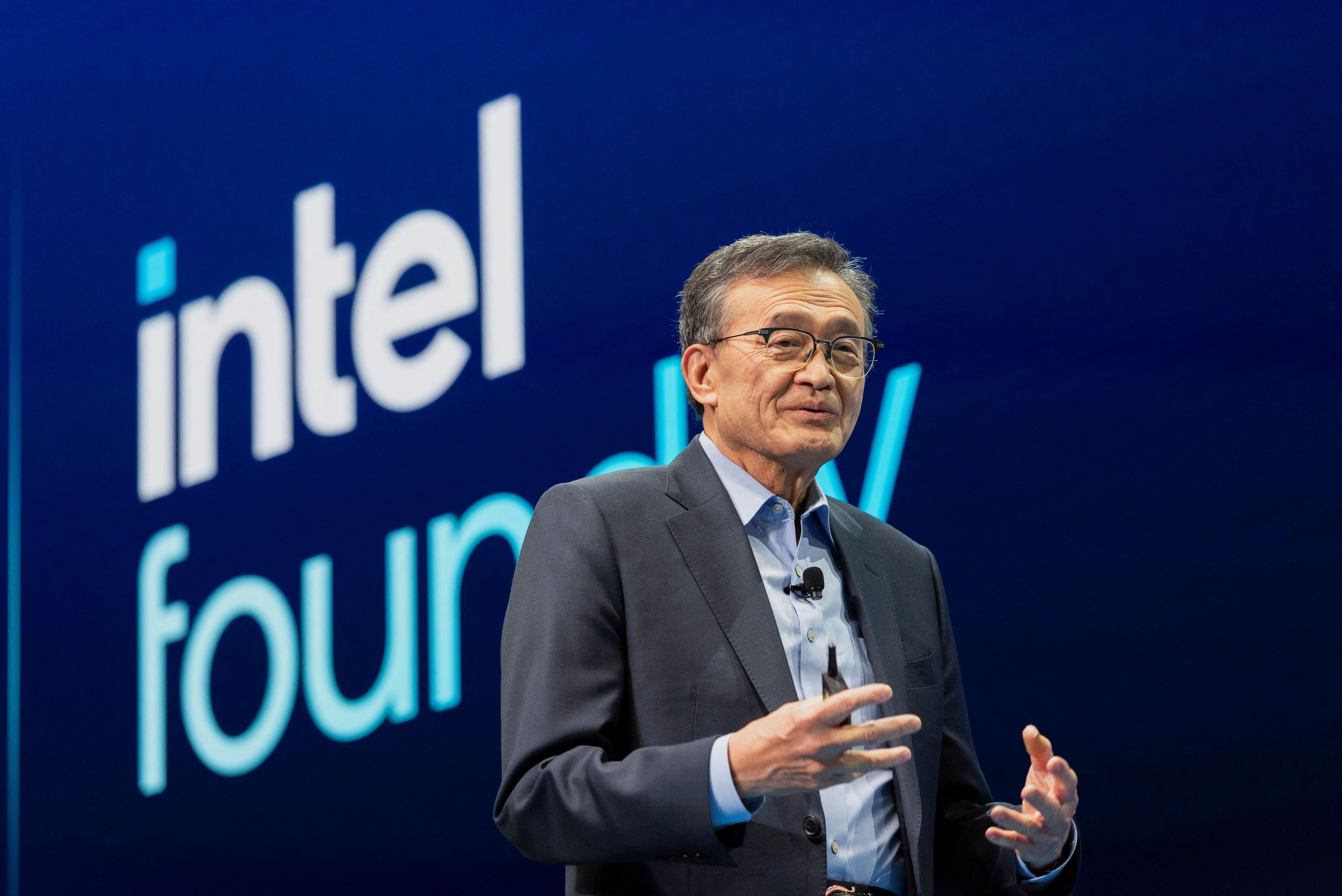 Intel’s CEO Lip-Bu Tan speaks at the company’s Annual Manufacturing Technology Conference in San Jose, California.