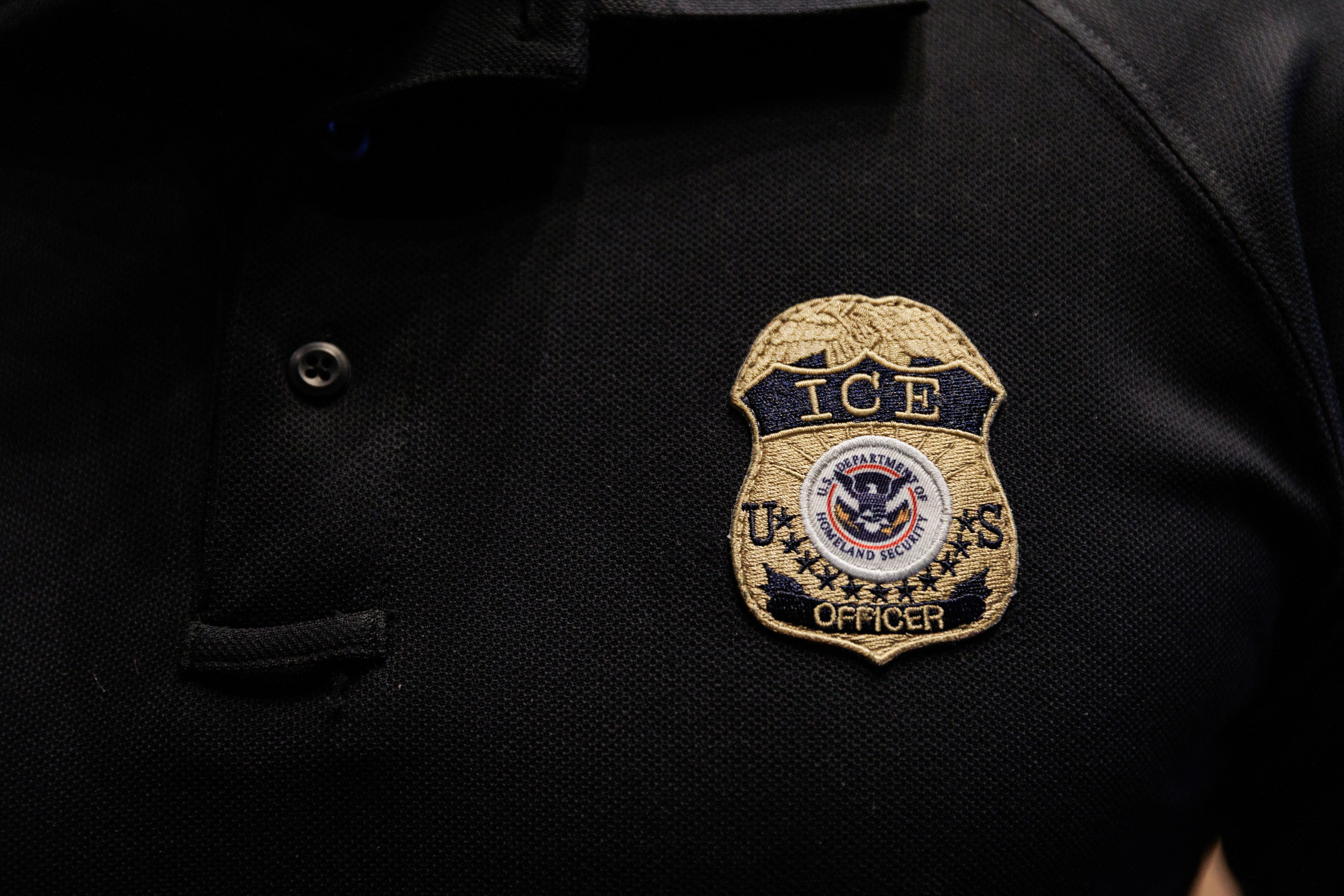 The badge of a U.S. Immigration and Customs Enforcement (ICE)
