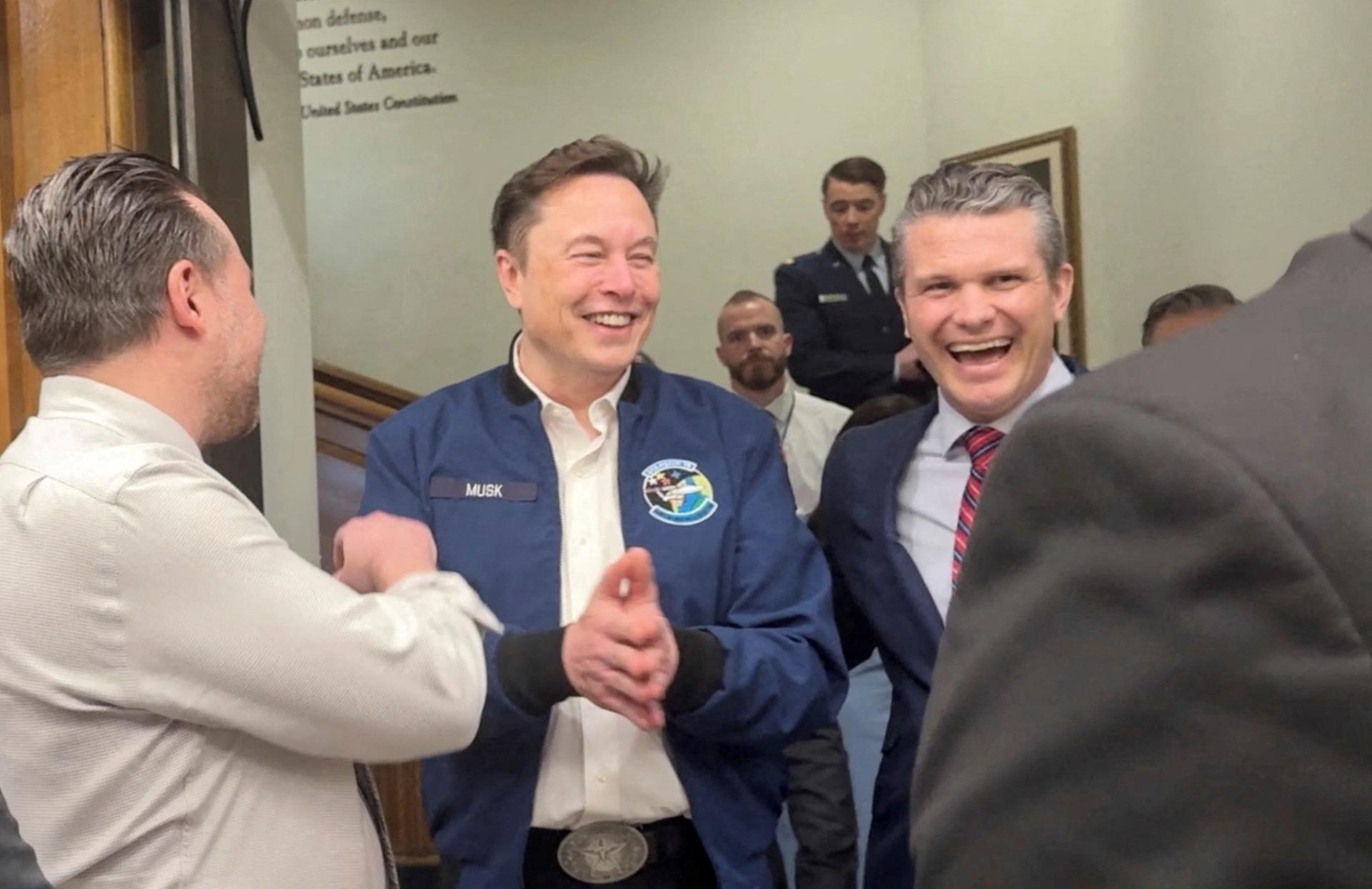 Elon Musk with Pete Hegseth at the Pentagon