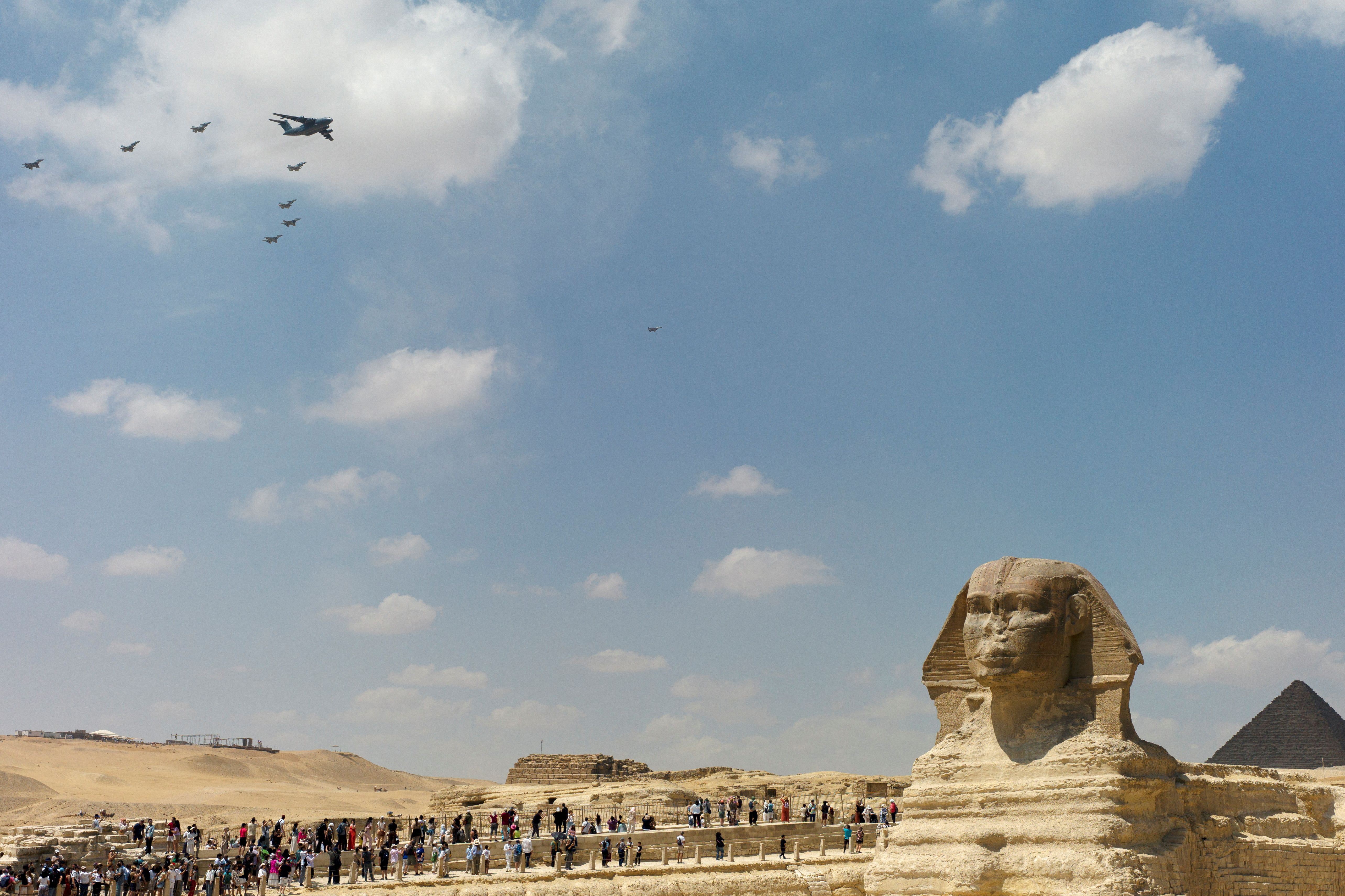 Joint Chinese and Egyptian air force exercises over Cairo, Egypt. 