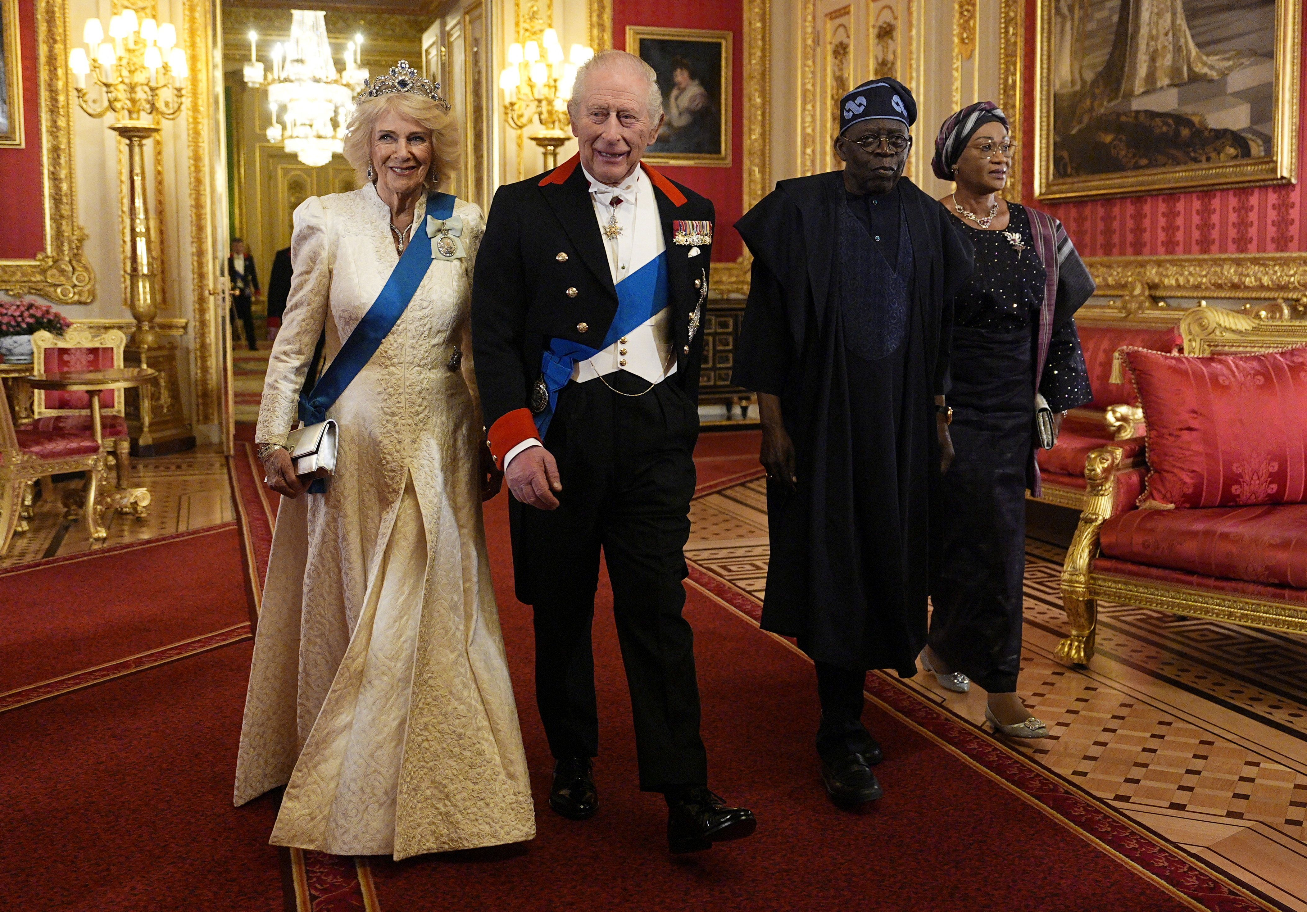 Britain’s Queen Camilla, Britain’s King Charles III, President of Nigeria Bola Ahmed Tinubu and First Lady Oluremi Tinubu.