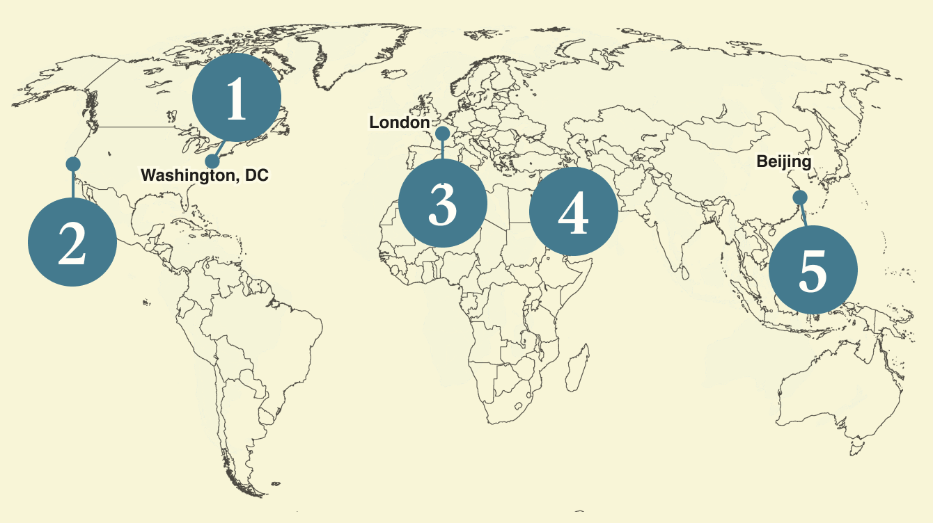 A map of the world.