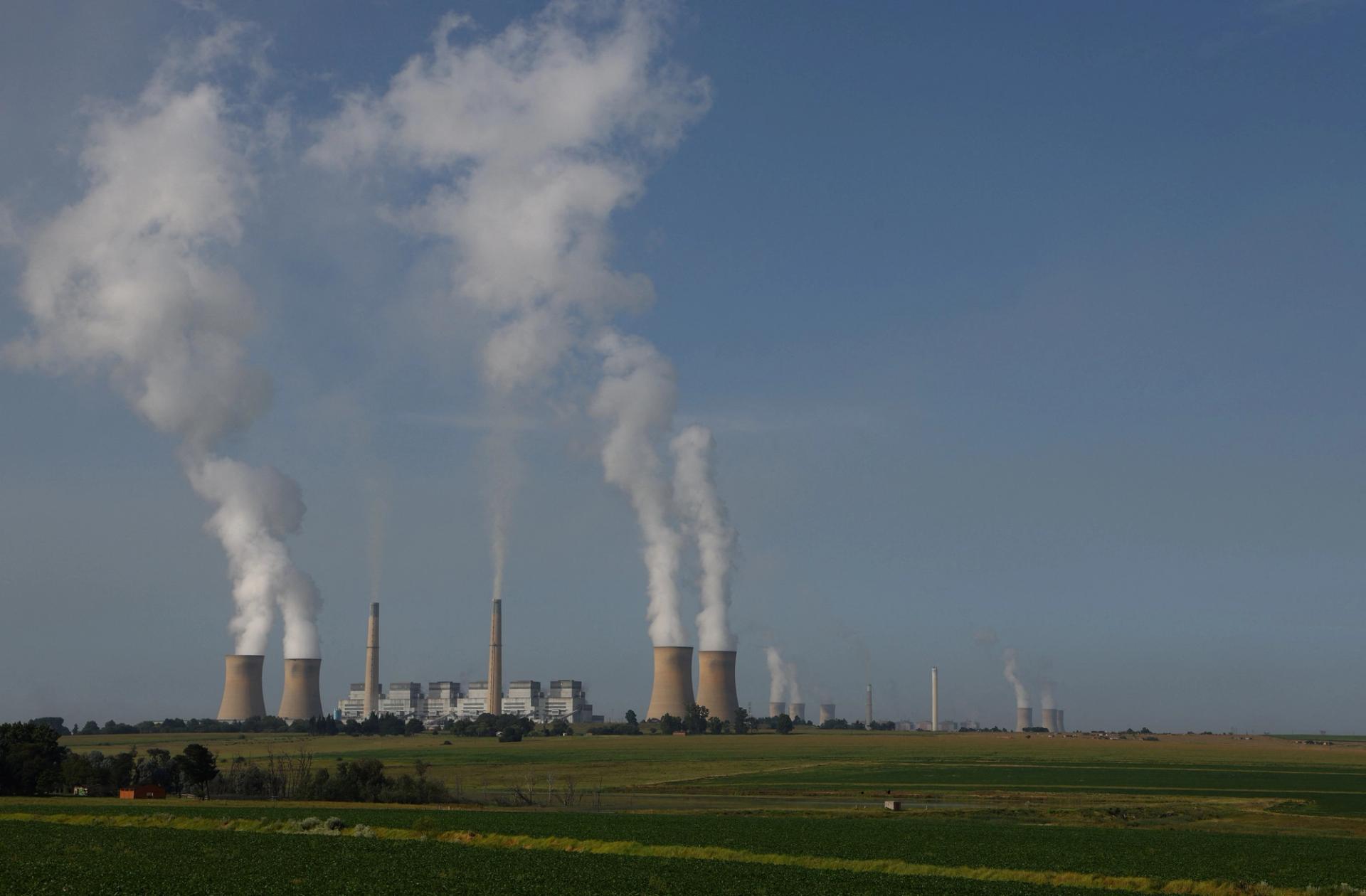 Smoke billows from Kriel and Matla power stations in South Africa. 