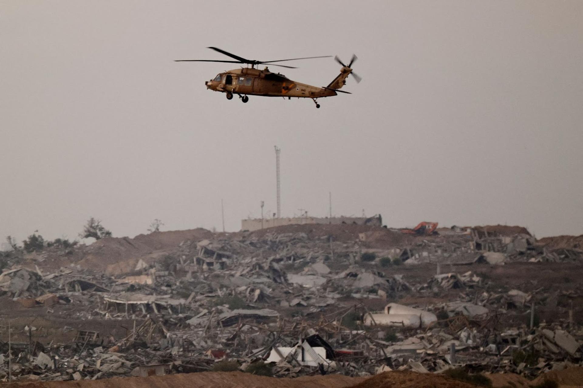 An Israeli blackhawk flying over Gaza. 