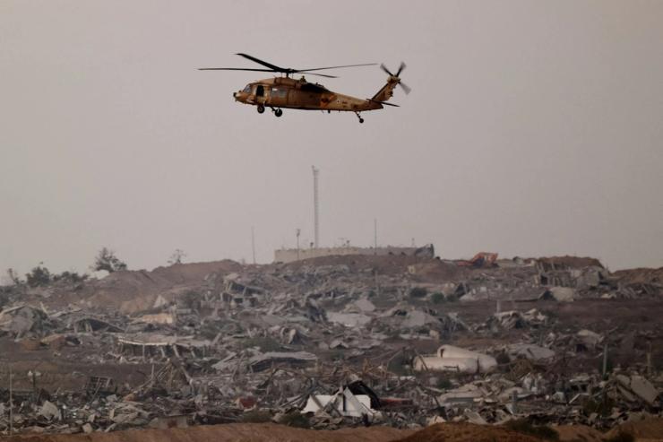 An Israeli blackhawk flying over Gaza.