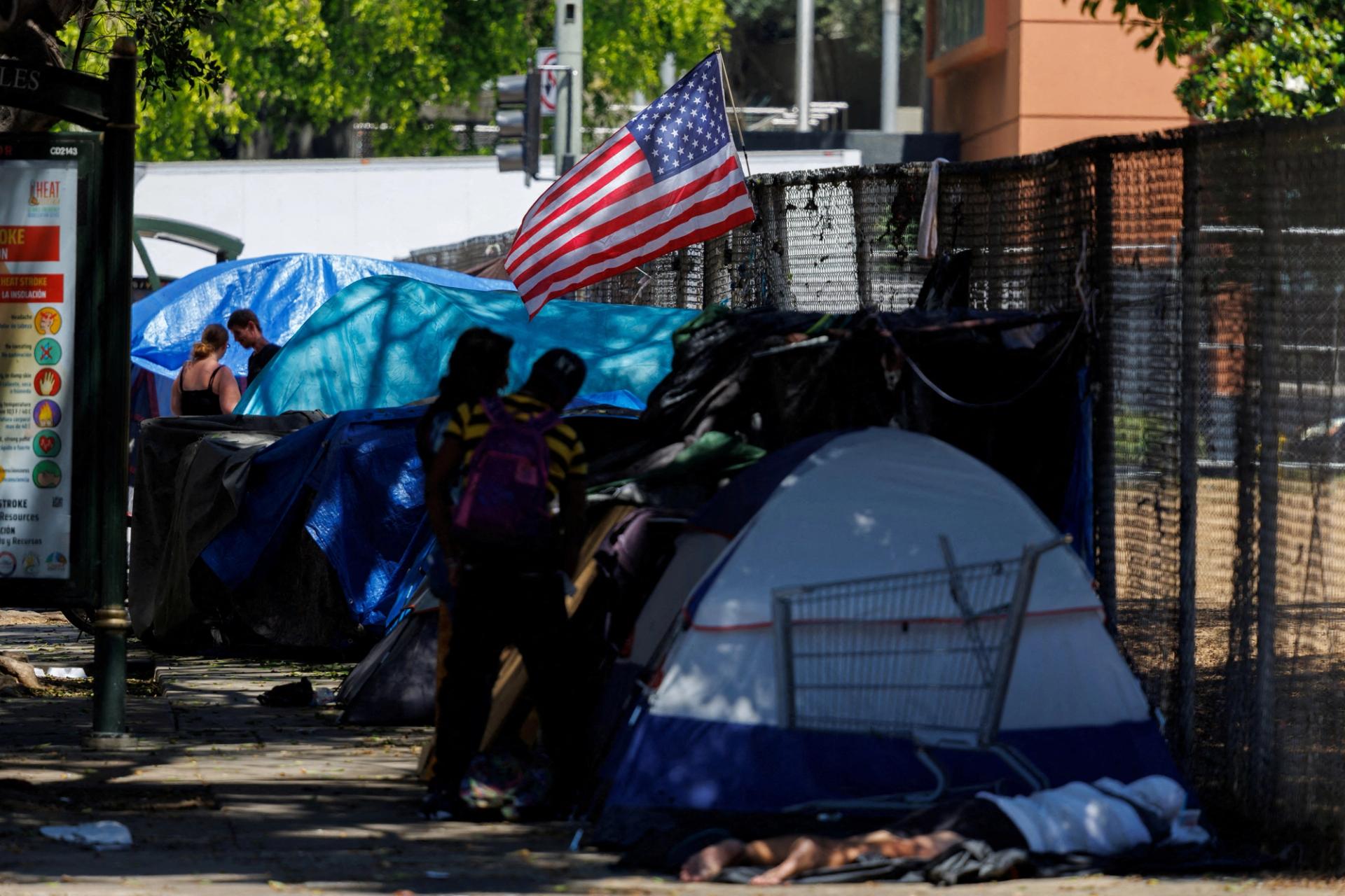 Homeless encampment in Los Angeles on June 24, 2024.