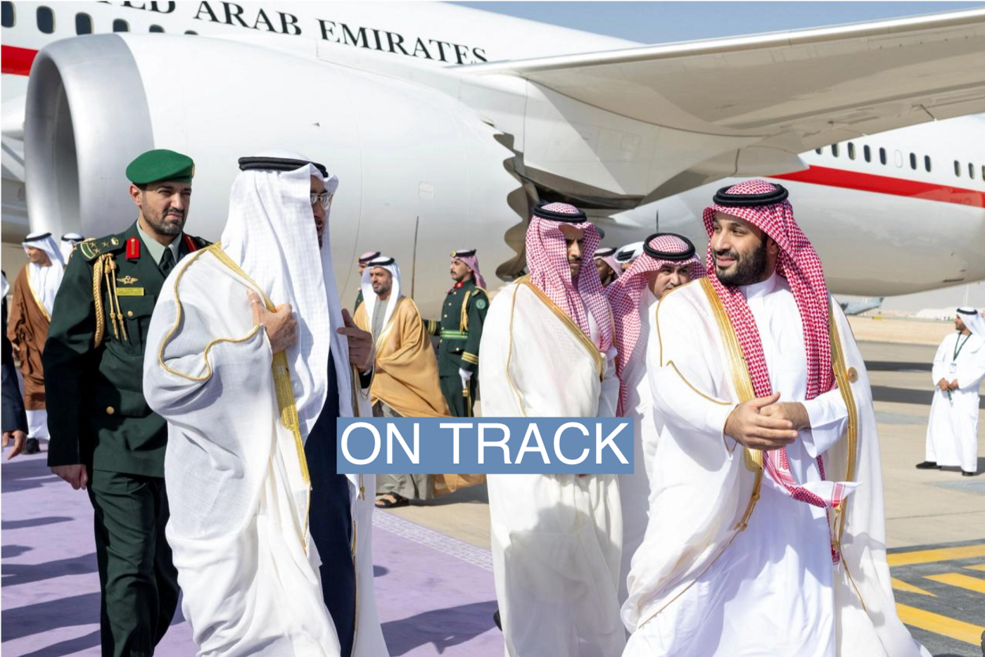 HH Sheikh Mohamed bin Zayed Al Nahyan, President of the United Arab Emirates is received by HRH Prince Mohamed bin Salman bin Abdulaziz