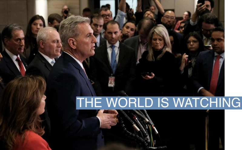 House Minority Leader Kevin McCarthy speaks to reporters.