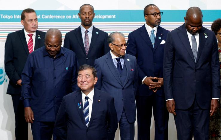 Japan’s PM with several African leaders.
