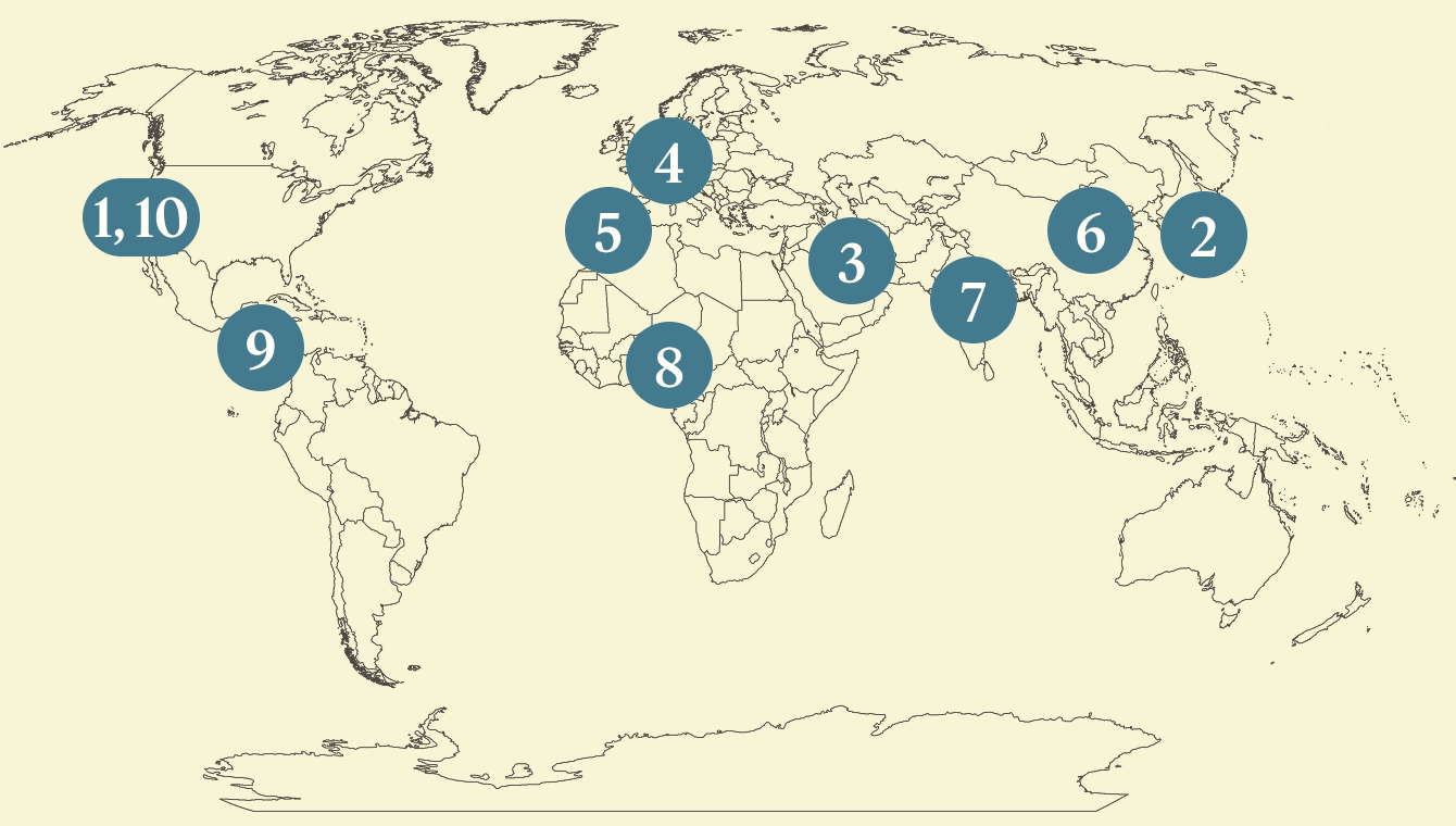 World map.