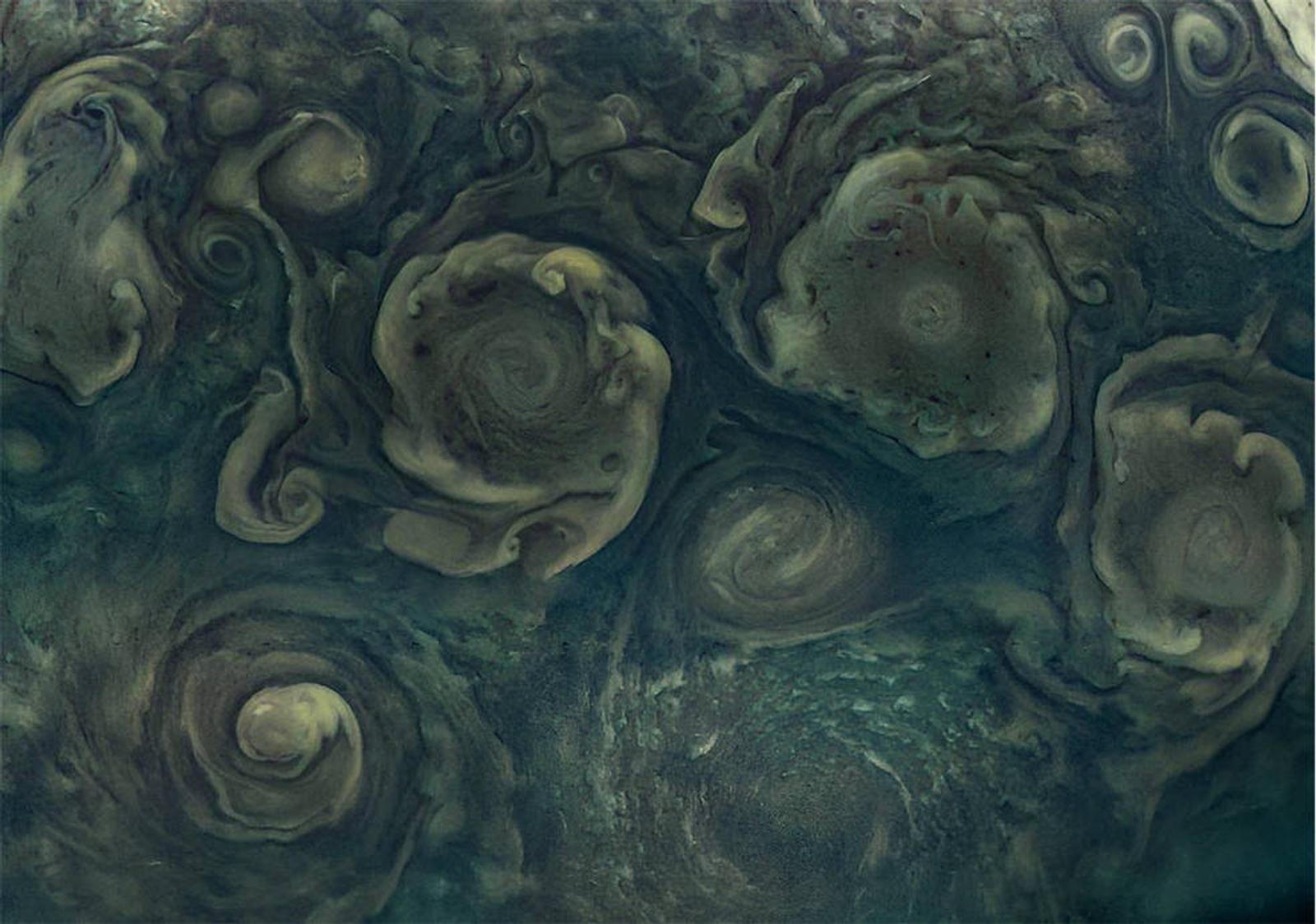 JunoCam took this image of Jupiter’s northernmost cyclone.
