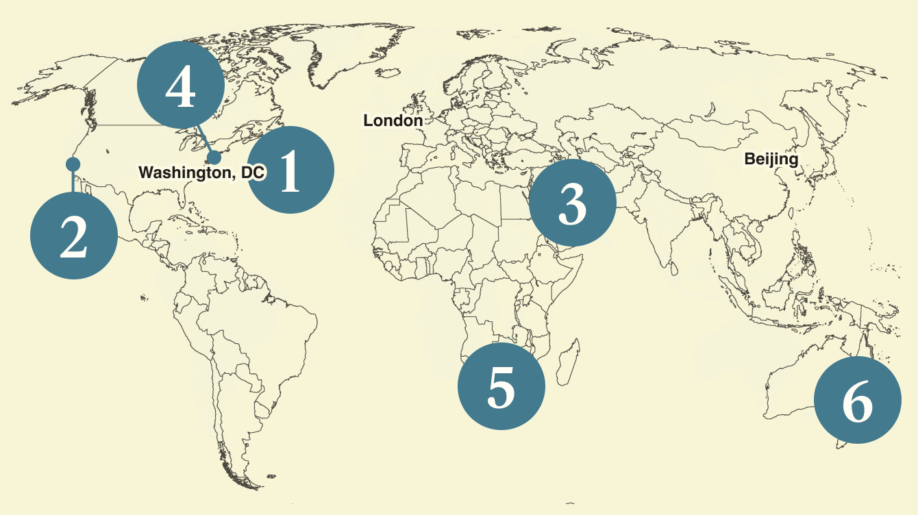 A map of the world.