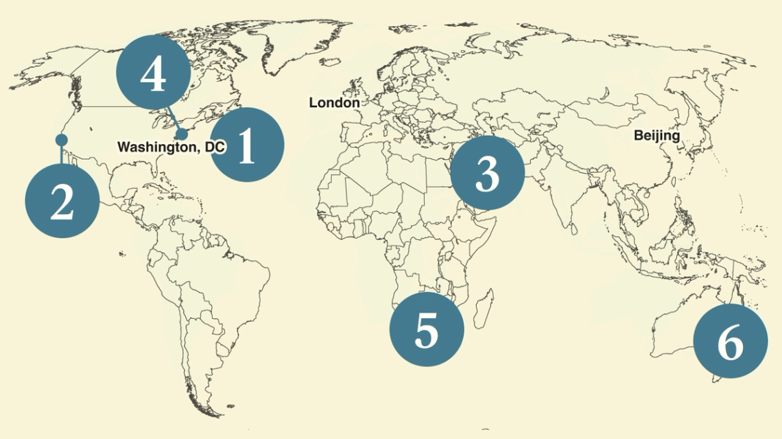A map of the world.