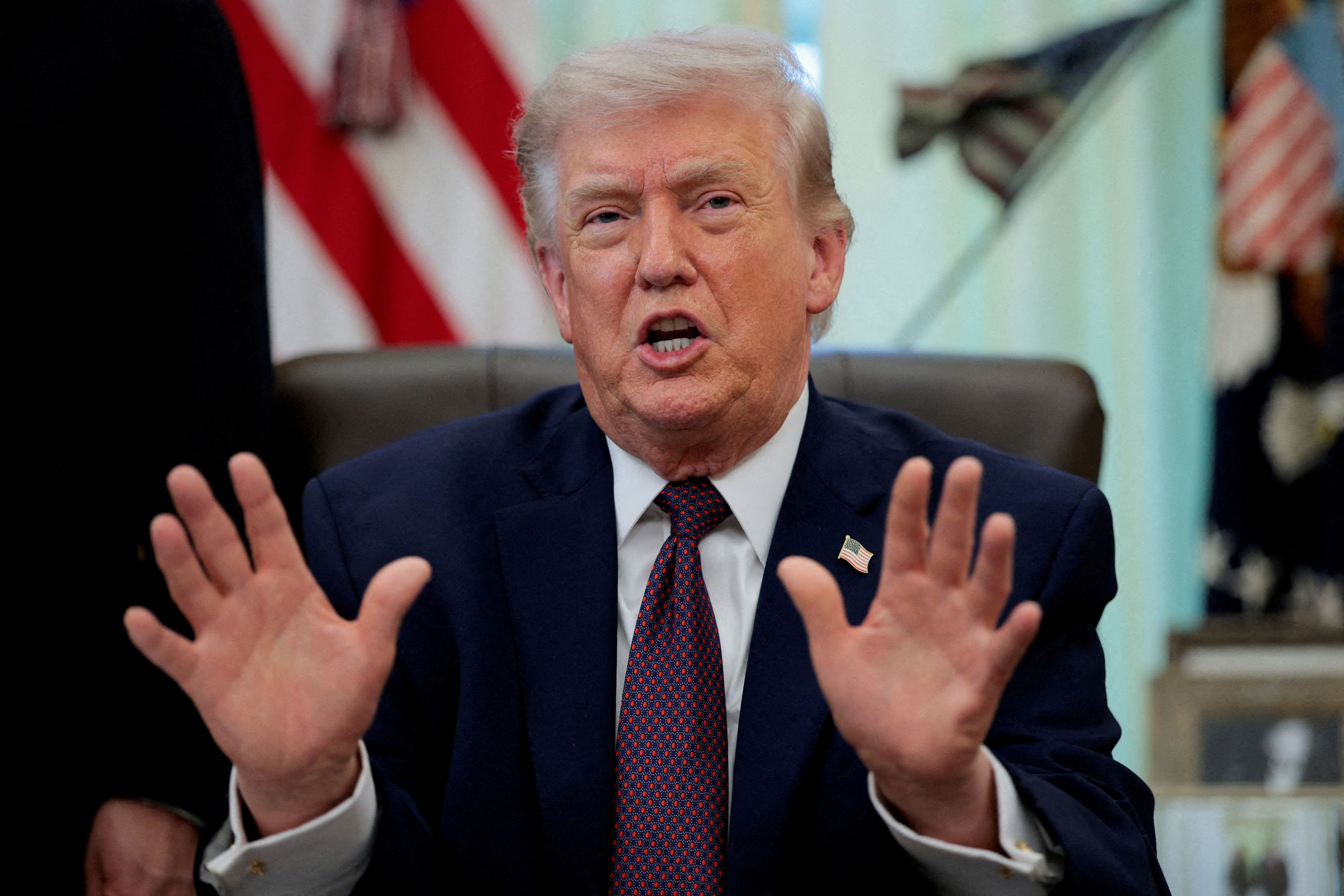 US President Donald Trump speaks during the signing ceremony for an executive order on mail ballots.