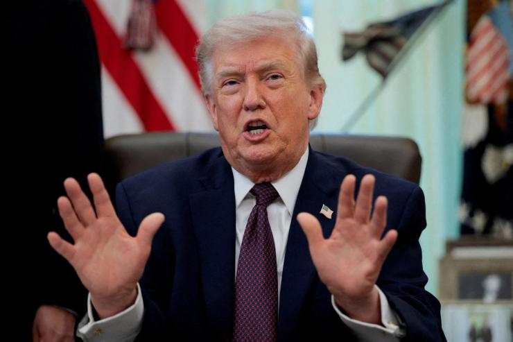 US President Donald Trump speaks during the signing ceremony for an executive order on mail ballots.