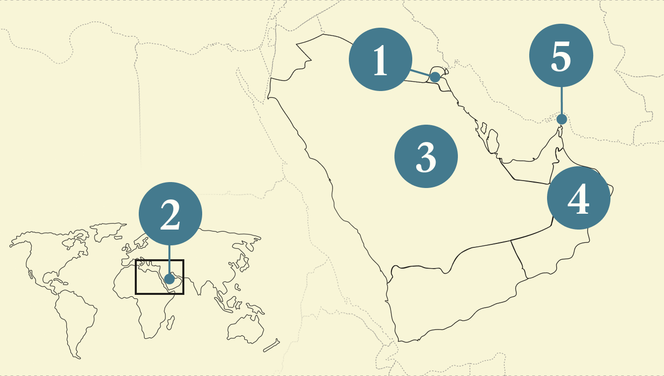 A map of the Gulf region.