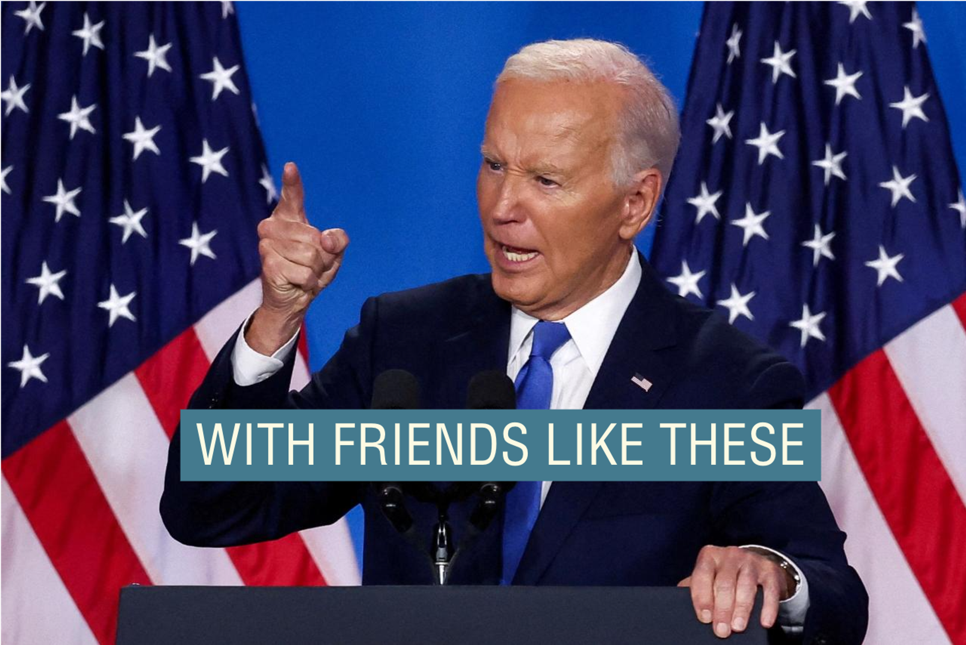 President Joe Biden gestures as he speaks at a press conference during NATO’s 75th anniversary summit on July 11.