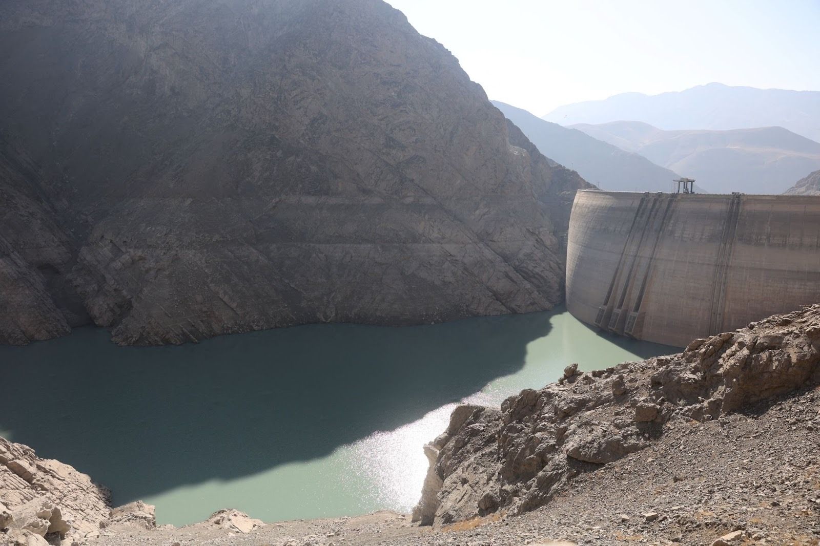 A photo of a half-empty dam in Iran. 