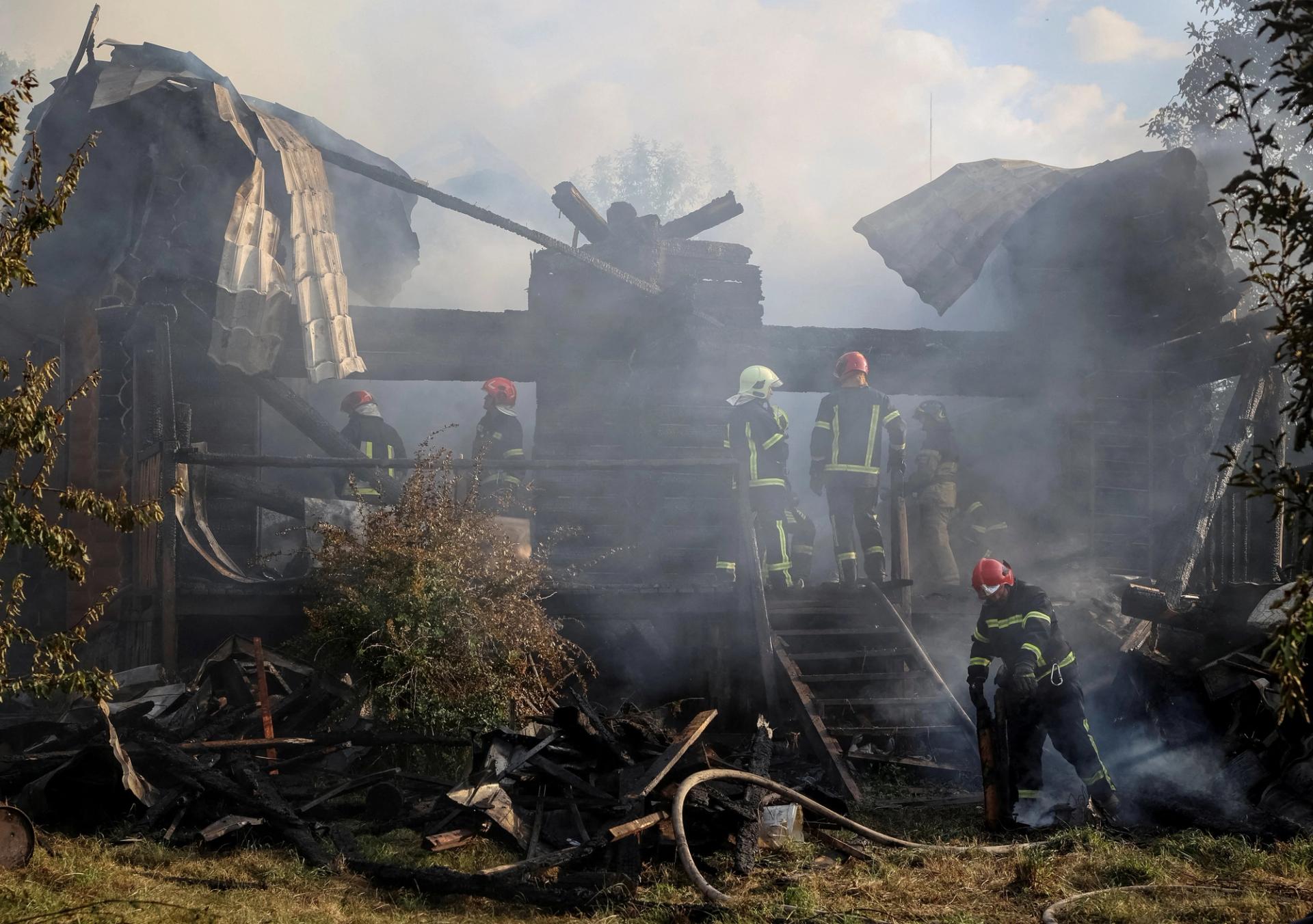 The aftermath of a Russian strike on Ukraine. 