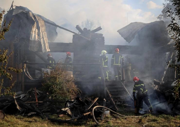 The aftermath of a Russian strike on Ukraine.