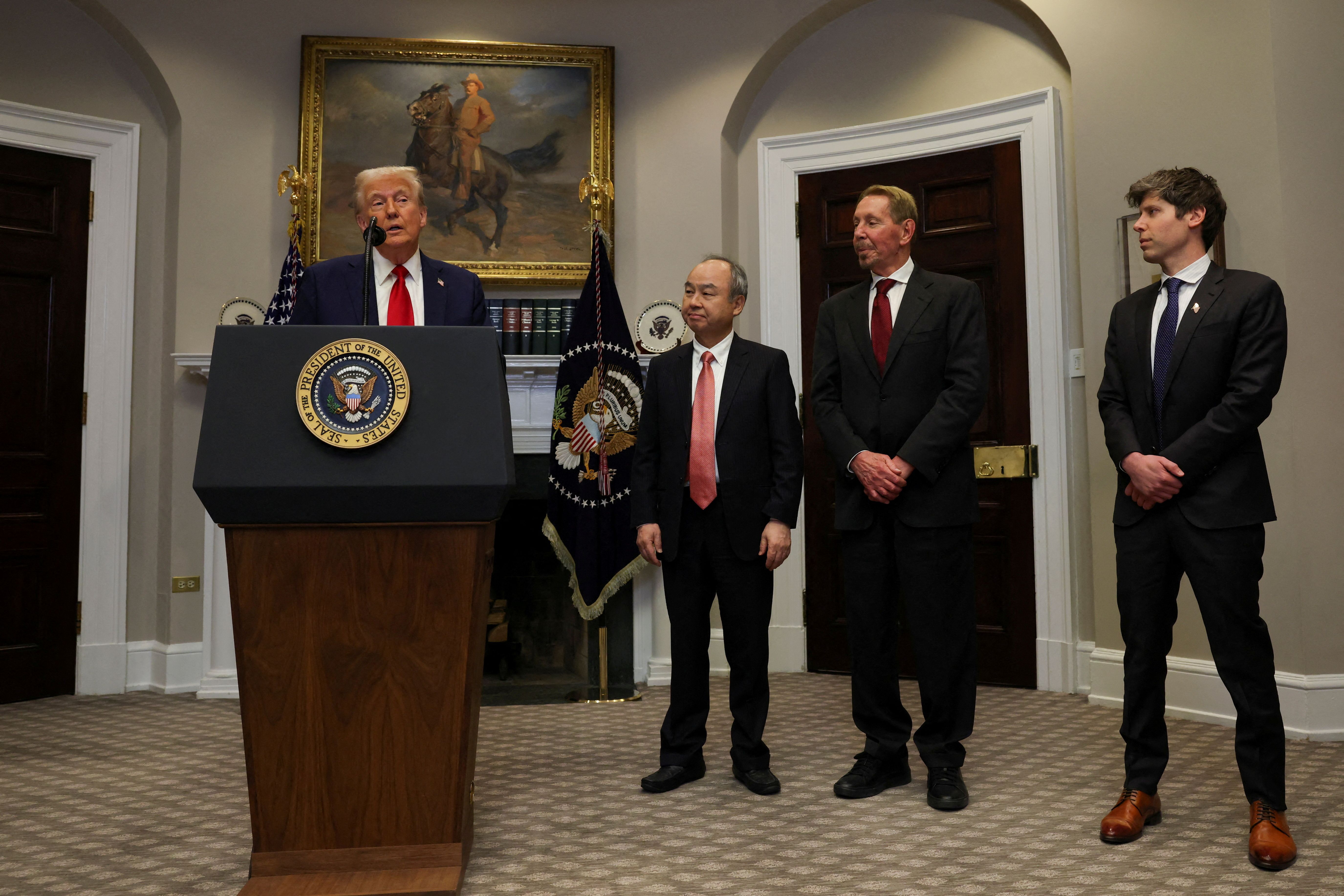 US President Donald Trump introducing the Stargate project.