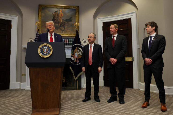 US President Donald Trump introducing the Stargate project.