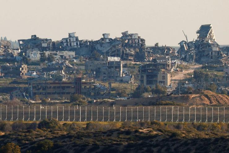A photo showing a devastated landscape in Gaza
