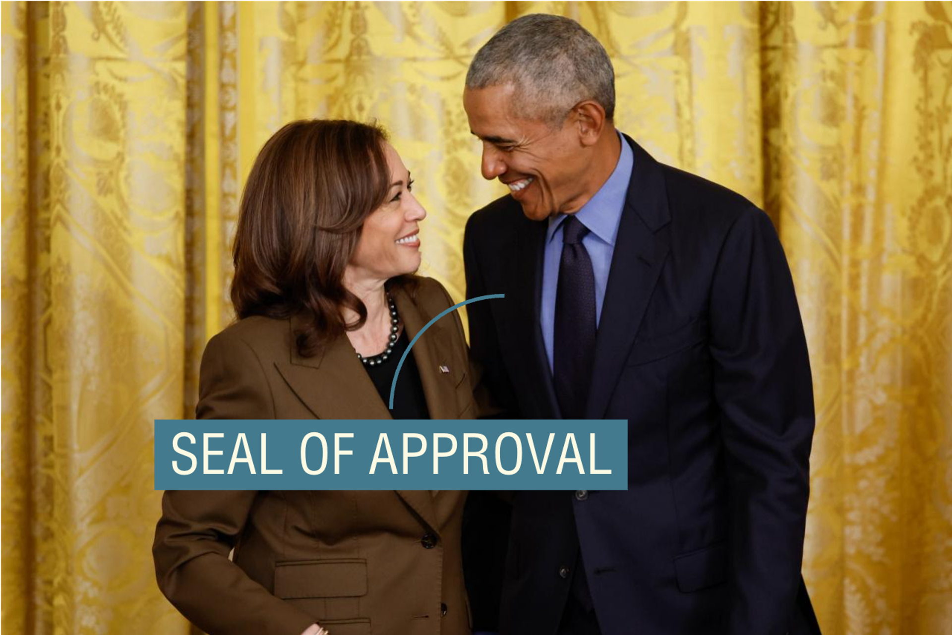 Vice President Kamala Harris and Former President Barack Obama attend an event to mark the 2010 passage of the Affordable Care Act in the East Room of the White House on April 5, 2022.