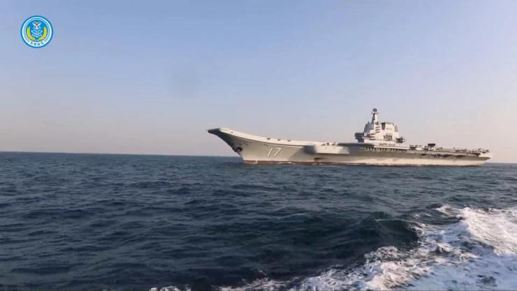 Chinese aircraft carrier Shandong, in a video released by the People’s Liberation Army’s Eastern Theatre Command on April 1