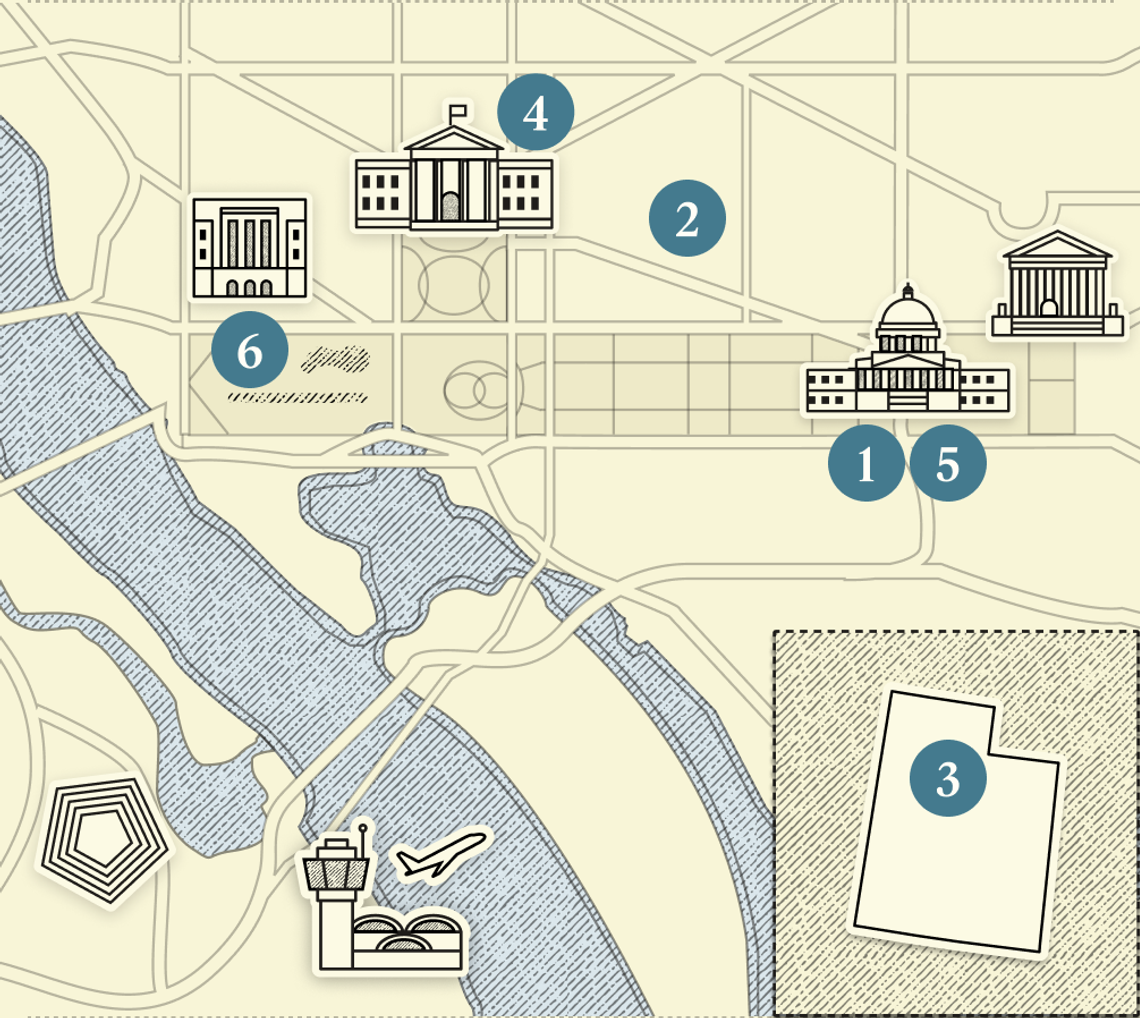 A numbered map of DC.