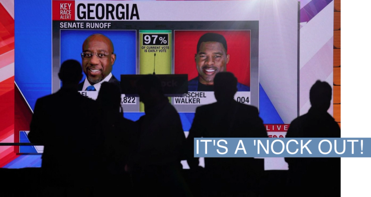 A victory party for Sen. Raphael Warnock.