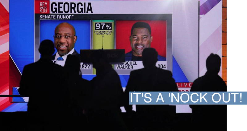 A victory party for Sen. Raphael Warnock. 