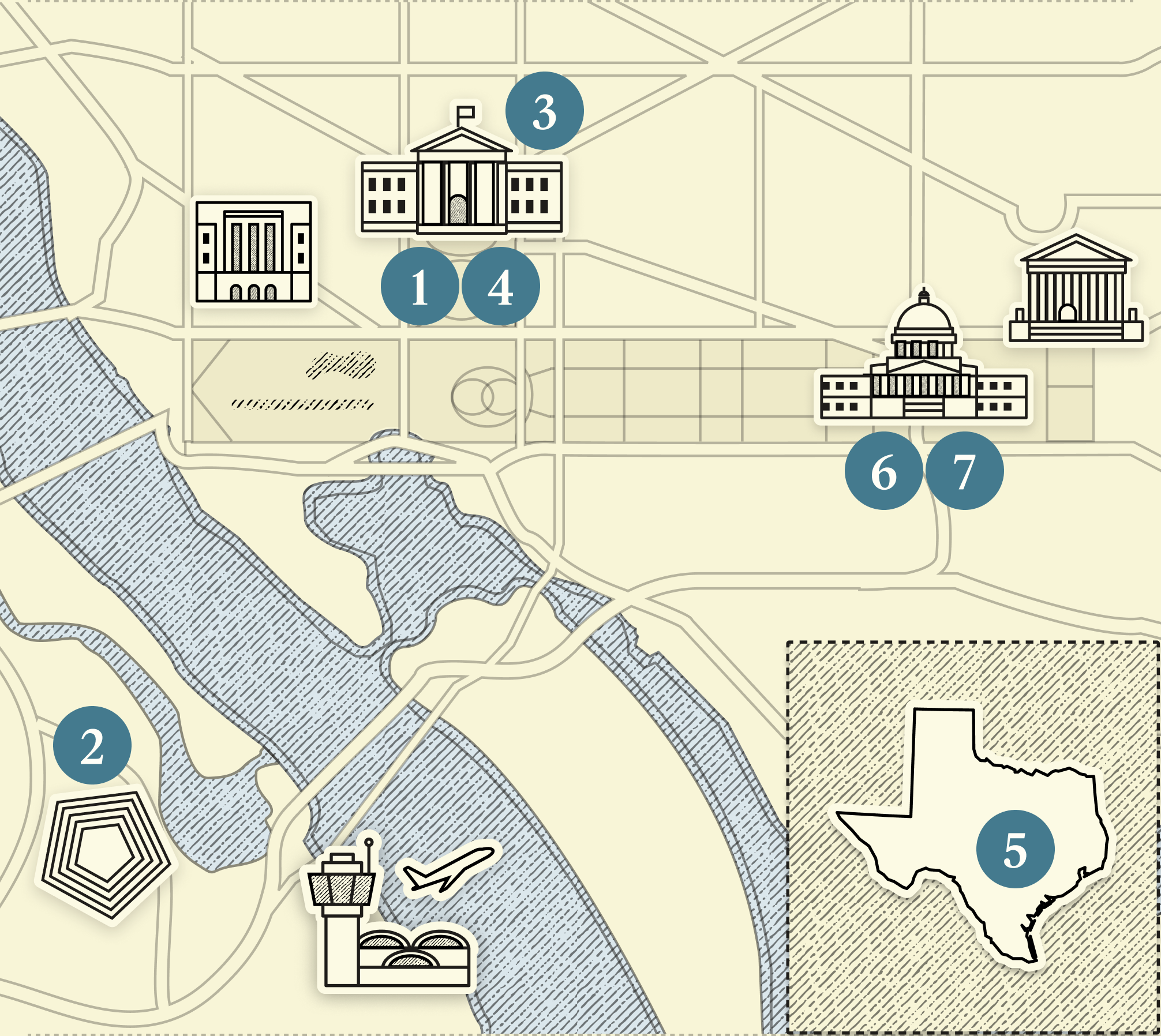 A numbered map of DC.