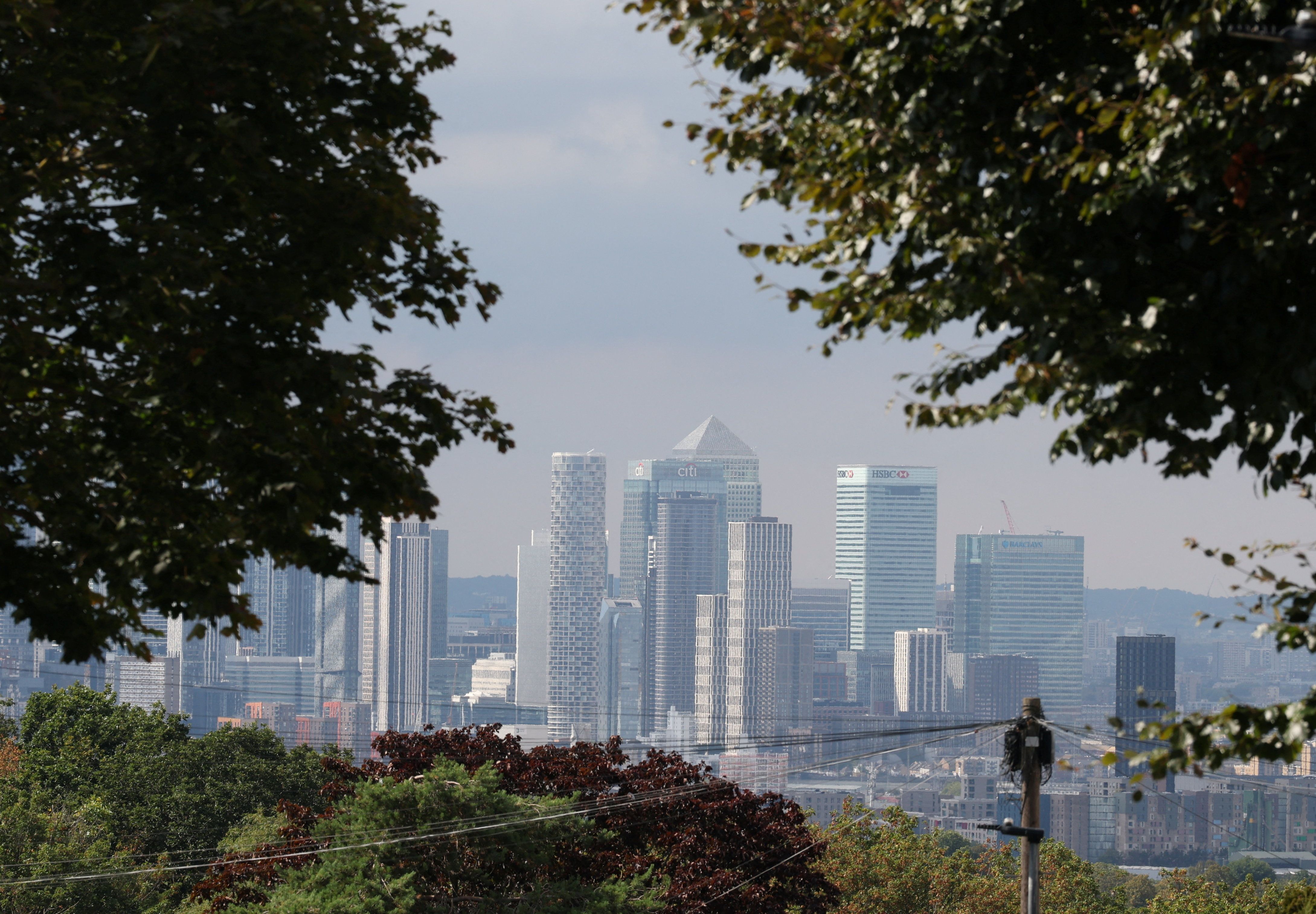 A view of Canary Wharf.