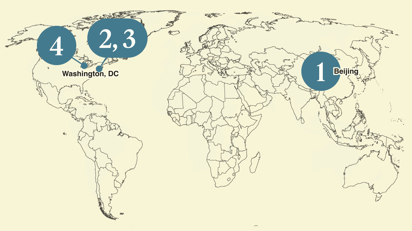 A numbered map of the world.