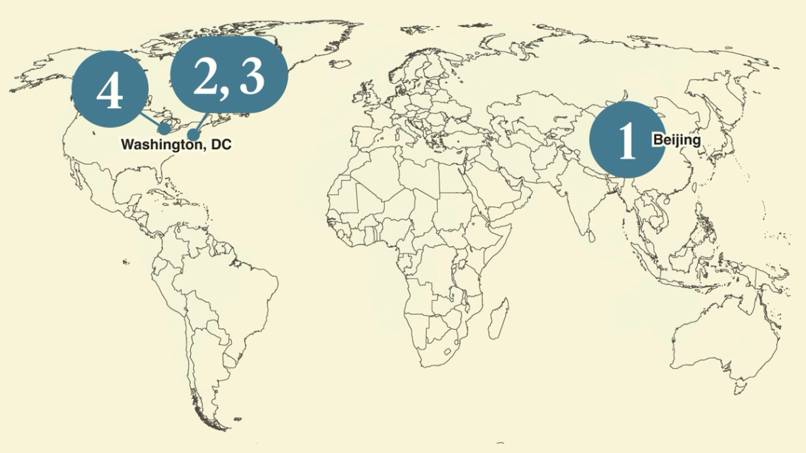 A numbered map of the world.