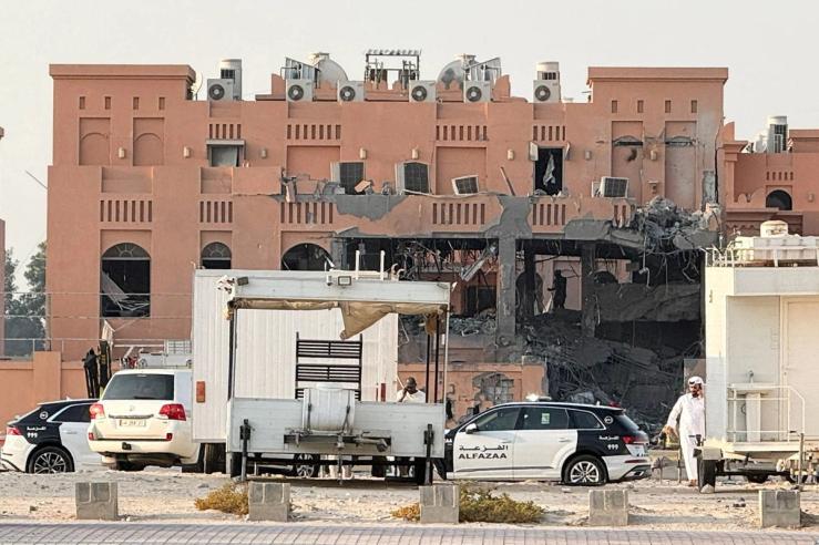 A damaged building, following an Israeli attack on Hamas leaders.