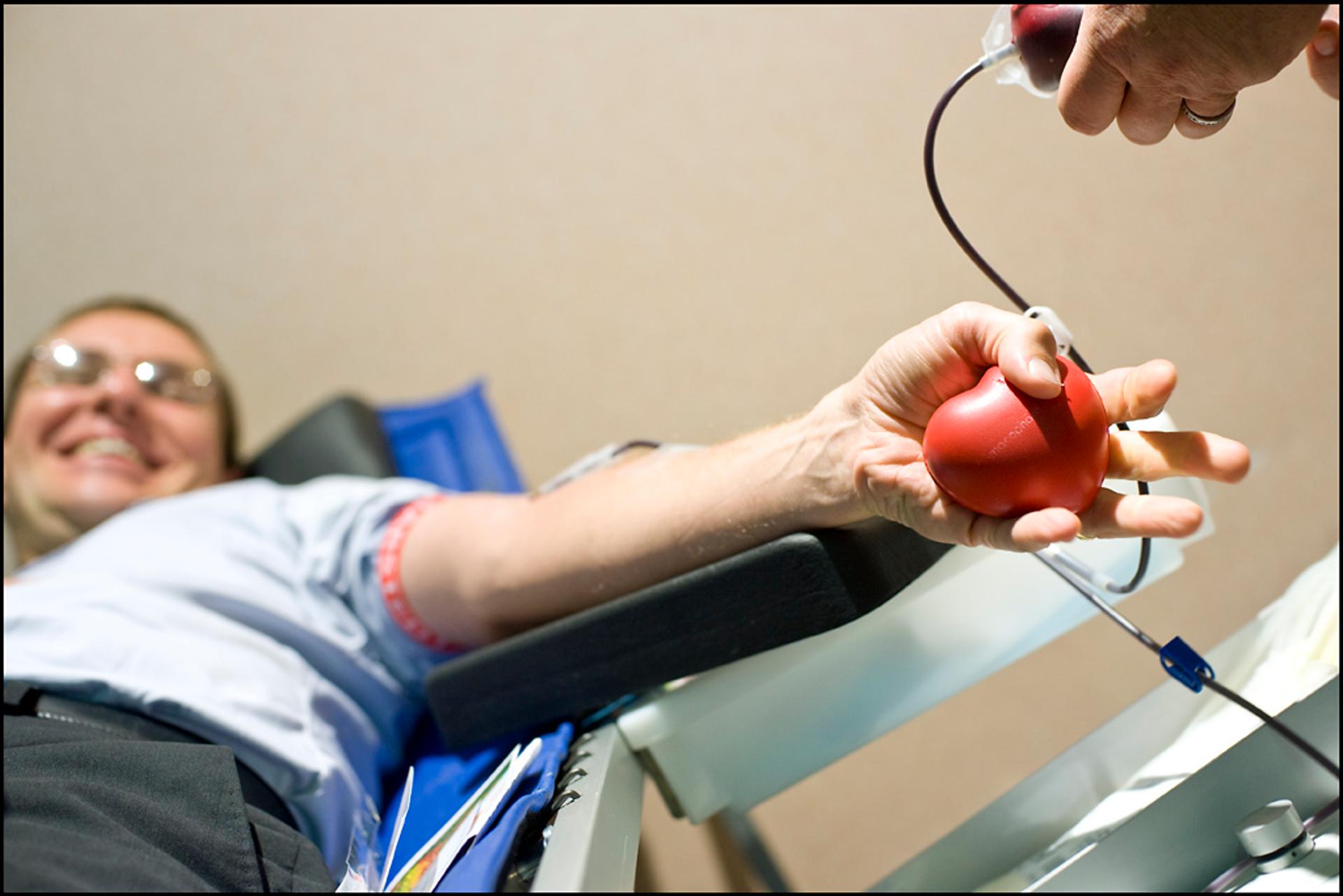 A patient donates blood 