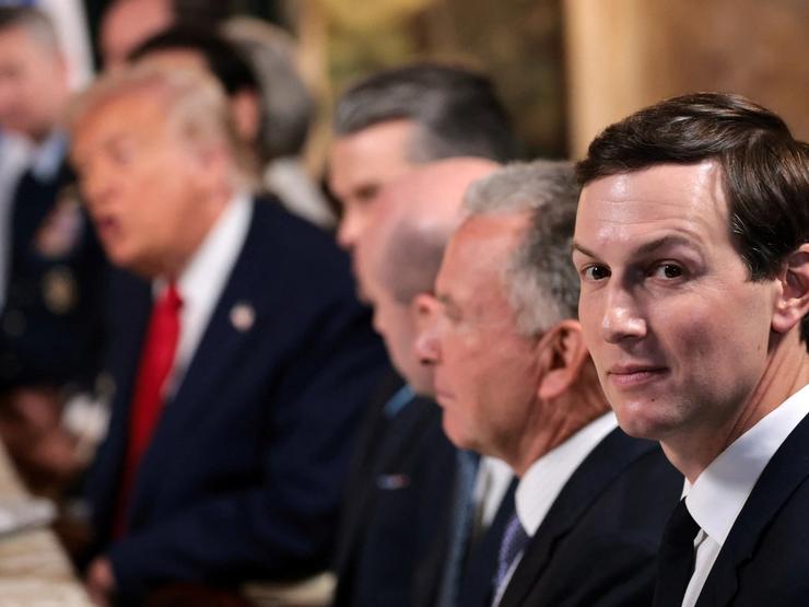 US President Donald Trump’s son-in-law Jared Kushner, looks on during a meeting with Trump and Israeli Prime Minister Benjamin Netanyahu in 2025.