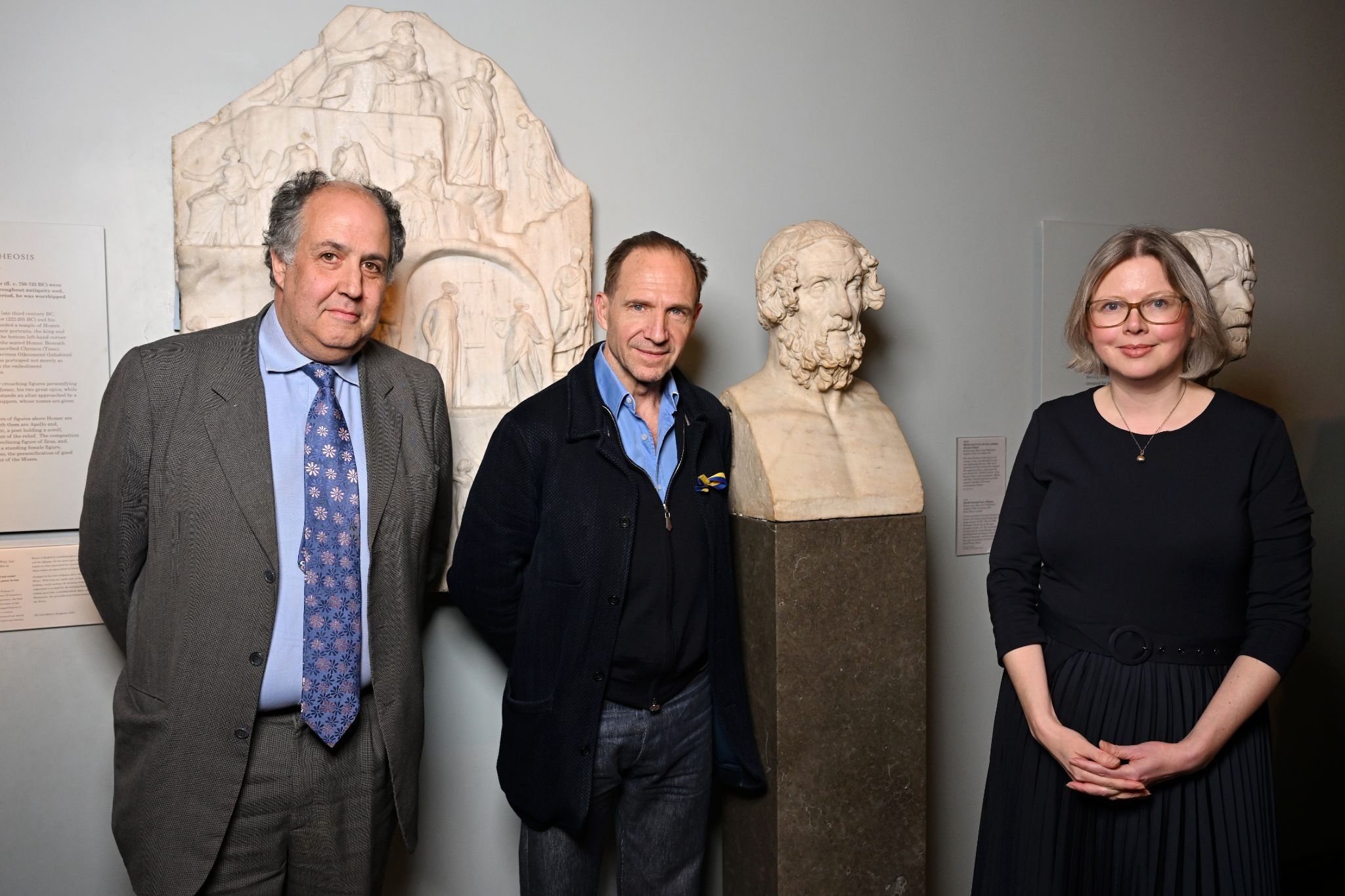 British Museum employees with actor Ralph Fiennes.