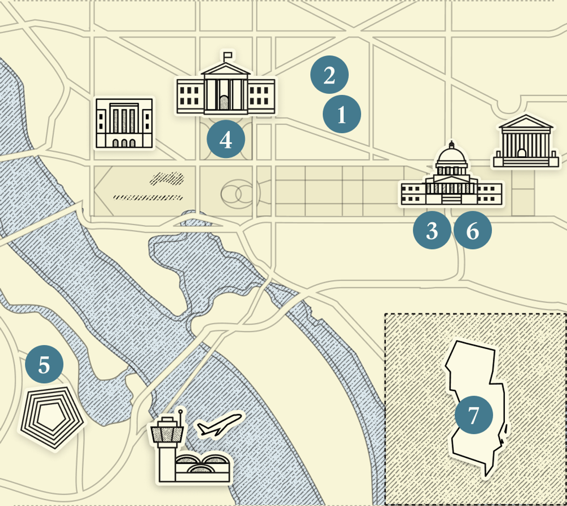 A numbered map of DC.